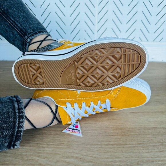 ⭐Converse One Star Pro OX Low Womens Shoes Sz 9.5 Mustard Suede Sneaker A09231C - Picture 7 of 12